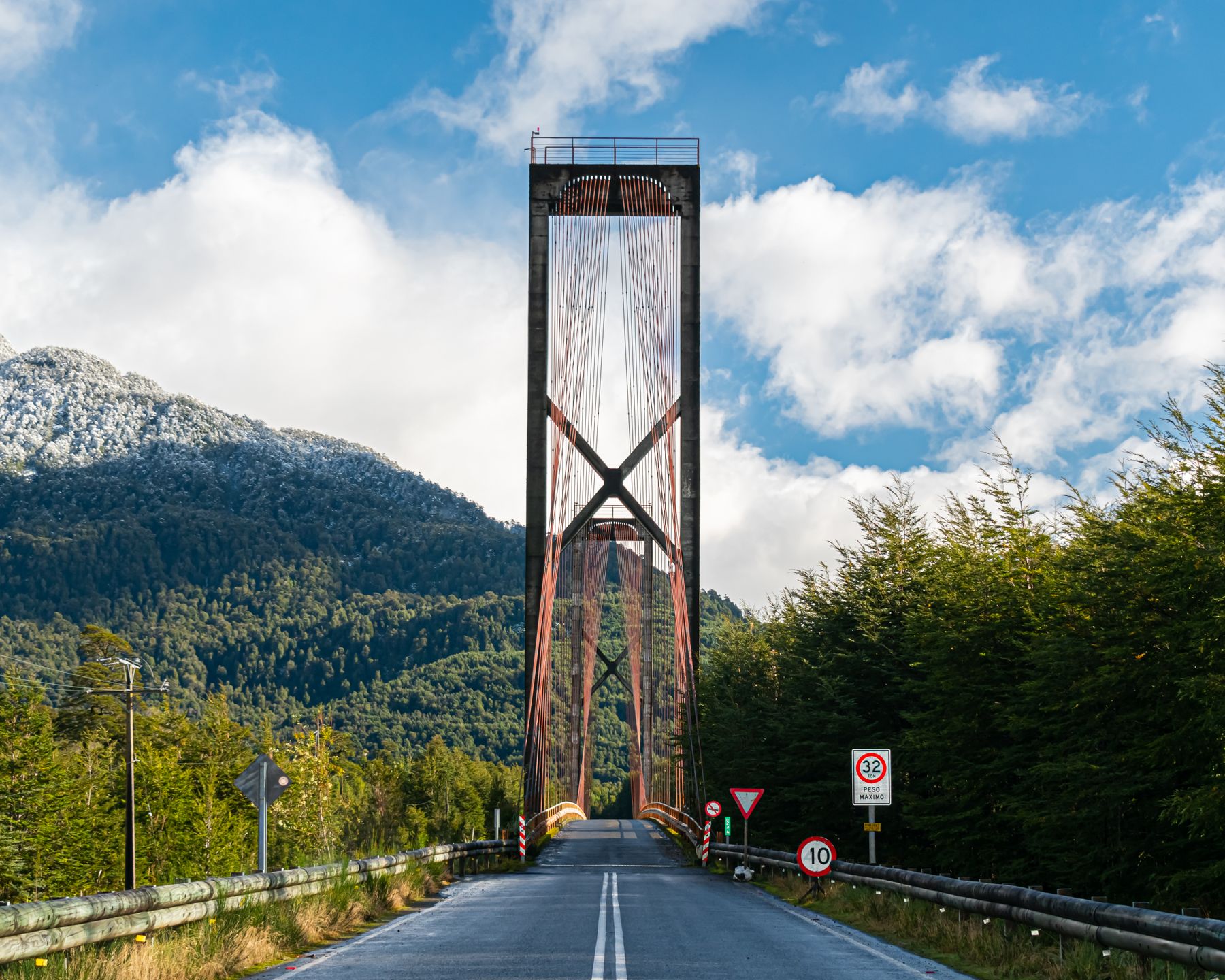 Road and bridge over Lake Yelcho, Chile